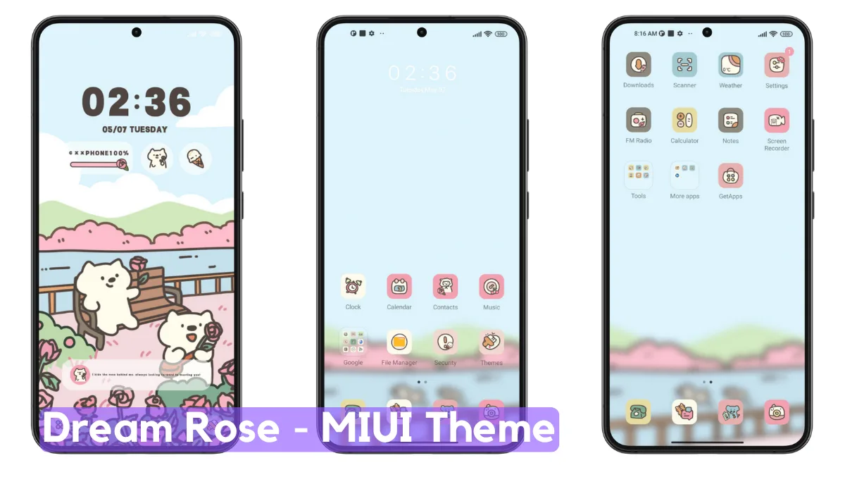 Dream Rose MIUI Theme with Anime UI