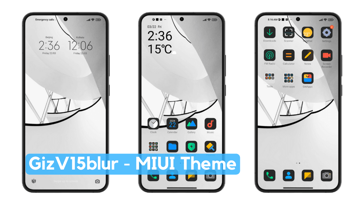 GizV15blur MIUI Theme with Minimal UI