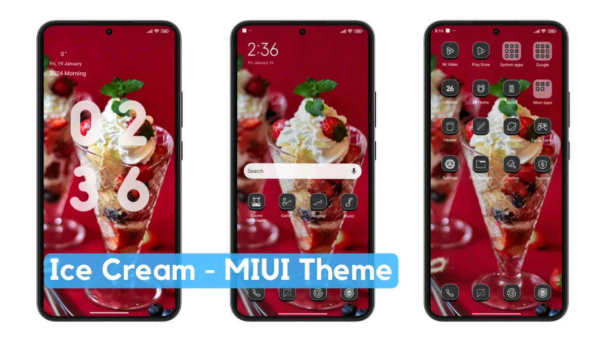 Ice Cream MIUI Theme with Dynamic Icons