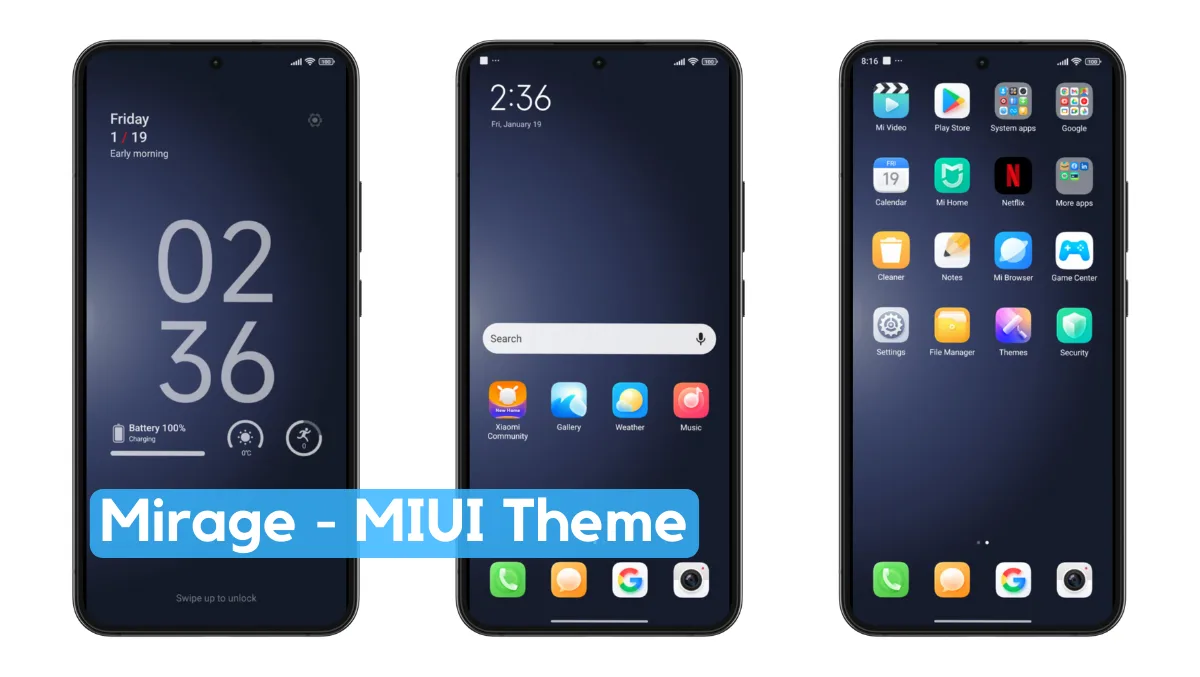 Mirage DARK MIUI Theme with Beautiful Lockscreen