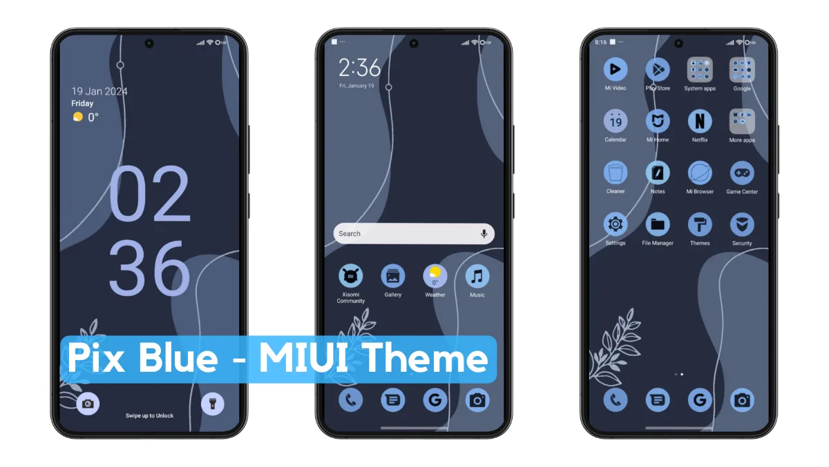 Pix Blue MIUI Theme with Colorful Pixel Experience
