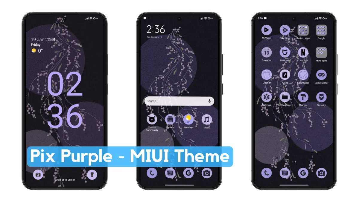 Pix Purple MIUI Theme with Colorful Pixel Experience Pix Purple MIUI Theme with Colorful Pixel Experience