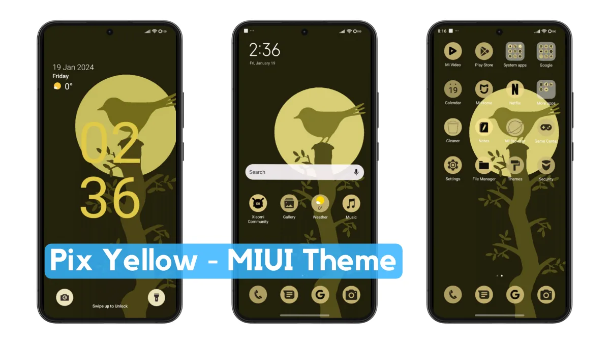 Pix Yellow MIUI Theme with Colorful Pixel Experience