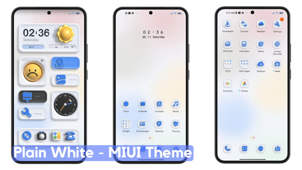 Plain White MIUI Theme with Dynamic Minimal UI Plain White MIUI Theme with Dynamic Minimal UI