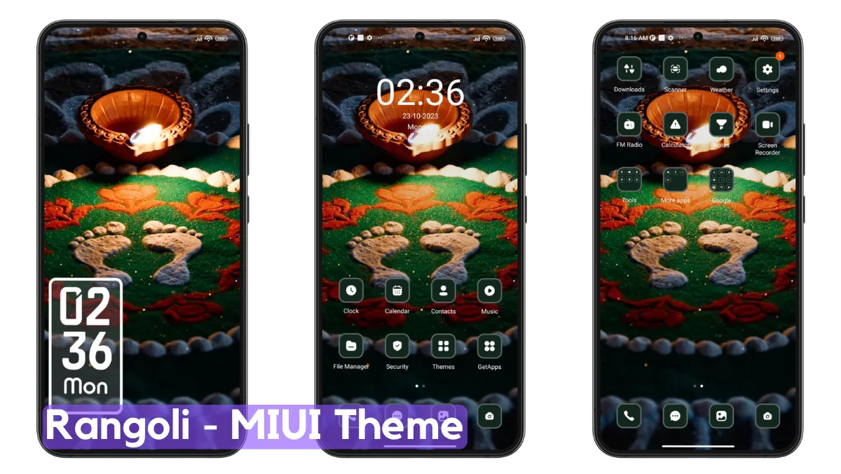 Rangoli MIUI Theme with Dynamic Dark Experience