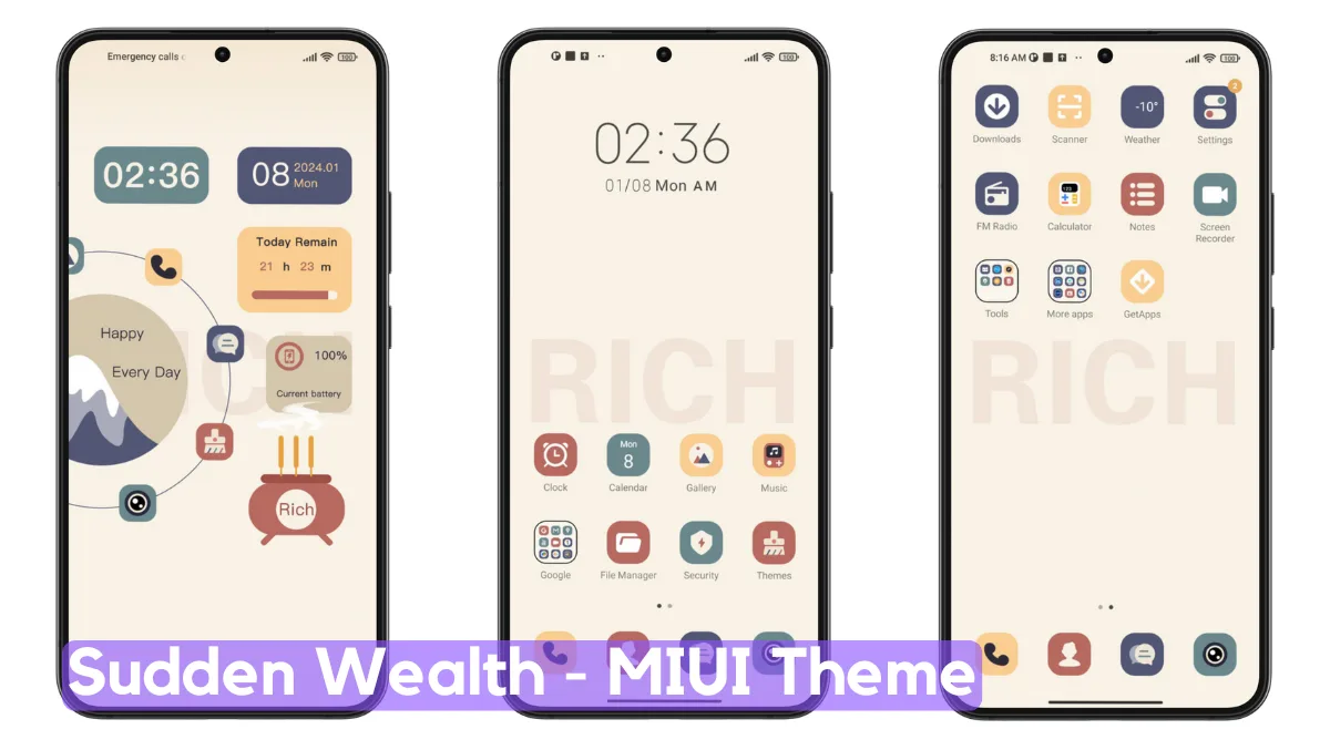 Sudden Wealth MIUI Theme with Dynamic Minimal UI