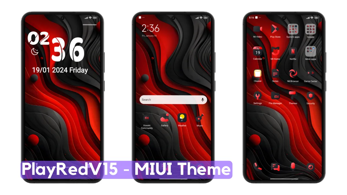 PlayRedV15 MIUI Theme with Dynamic Minimal Experience